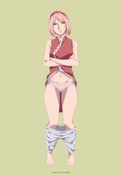 1girls abs bare_arms barefoot bob_cut boruto:_naruto_next_generations breasts clothed clothing dress feet female female_focus female_only foot_fetish forehead_jewel forehead_mark hairband legs mature mature_female medium_hair milf naruto naruto_(series) pale-skinned_female pale_skin panties pants_down petite pink_hair pinup polka_dot_panties pose posing sakura_haruno shoulder_length_hair shounen_jump sleeveless_dress solo solo_female solo_focus stayaliveplz thighs toes undressing white_panties