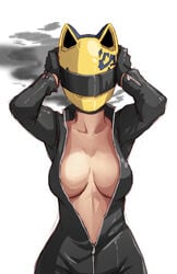 1girls big black_jacket breasts celty_sturluson durarara!! motorcycle_helmet