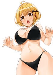 bikini black_bikini blonde_hair busty female female_only hololive hololive_gen_1 hololive_japan kosuke_(bb) looking_down_at_viewer solo solo_female vampire virtual_youtuber yozora_mel