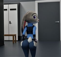 1girls 3d ass big_ass big_butt blender clothing disney furry glitch02 grey_fur hands_on_ass hands_on_hips judy_hopps large_ass locker_room looking_at_viewer looking_back purple_eyes rabbit rabbit_tail zootopia