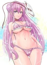 big_breasts bikini expressionless hata_no_kokoro mask pink_eyes pink_hair swimsuit tagme touhou y2