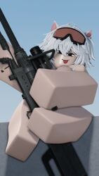 1girls 3d alternate_version_available anti_(phantom_forces) breasts brickstar328 female gun nude phantom_forces roblox roblox_game robloxian tagme thighs