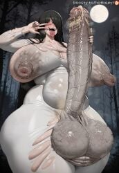 1futa ai_generated child_bearing_hips chubby cum cum_leaking curvy_figure dark_hair excessive_smegma full_moon futa_monster futa_only futanari gigantic_balls gigantic_penis hand_sign handjob hotbaeyr huge_balls huge_breasts huge_cock huge_nipples hyper_breasts hyper_penis impossible_clothes long_hair musky_cock penis plump self_upload smegma solo_futa thick_thighs tight_clothing tongue_out torn_clothes transparent_clothing veiny_penis veiny_testicles wide_hips yamamura_sadako