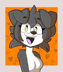 anthro anthro_only border_collie canine collie dog dog_ears dog_girl female fur furry furry_only looking_at_viewer lucy_(runebellart) oc original_character runebellart sheepdog tagme topless white_fur