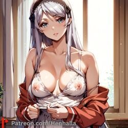 1girls ai_generated anime anime_girl big_breasts breasts dress henhalla hentai houjou_shisei palpable solo solo_female young younger_female