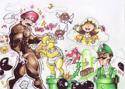 3-up_moon bob-omb breasts bullet_bill chain_chomp featured_image female goomba hanya66 koopa_troopa luigi male mario mario_(series) meme nintendo paragoomba piranha_plant princess_daisy spiny straight_hair super_mario_bros. toad_(mario) warp_pipe wings