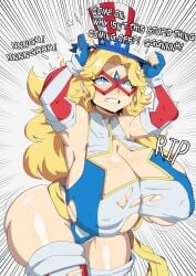 1female 1girls american american_female american_flag american_flag_bikini arm_sleeves arm_stockings armwarmer armwear big_breasts bigger_than_her_head bimbo bimbofication black_pupils blonde_eyebrows blonde_female blonde_hair blonde_hair_female blue_eyes blue_eyes_female bras breasts_bigger_than_head charlotte_vanders clothed clothed_female clothing collarbone curvy curvy_body curvy_female earrings eyebrows female female_focus female_only happy_expression happy_female hat headwear huge_breasts human human_female human_only hyper_breasts kamen_america kamen_america_(character) kamen_america_(series) light-skinned_female light_skin light_skinned_female loftysundew long_gloves long_hair long_hair_female massive_breasts nipples_visible_through_clothing one_color_background open_mouth patriotic_clothing patriotism pink_mouth salute saluting shorts smile smiling smooth_skin solid_color_background solo solo_female solo_focus standing star_earrings stars_and_stripes tagme us_flag white_background white_sclera white_teeth