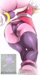 amy_rose anthro ass female furry heavenly_ass pink_body simple_background sonic_(series) sonic_boom stockings stretching thick_thighs