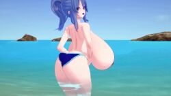 1 1girls 3d animated ass ass_cleavage beach bikini blue_hair breasts_bigger_than_head butt_crack fairy_tail gigantic_breasts huge_ass huge_breasts juvia_lockser koikatsu lipstick loop no_sound tagme thingorthree twerking video