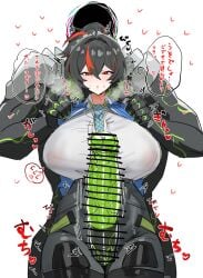 1boy 1girls 2d 2d_(artwork) 2d_artwork animal_penis ass big_ass big_breasts big_nipples big_penis big_thighs black_hair blue_jacket blush breasts butt censored clothed_sex ethereal_(zenless_zone_zero) female gigantic_ass gigantic_breasts gigantic_penis gigantic_thighs gloves high-waist_pants highres horn/wood horse_penis horsecock huge_ass huge_breasts huge_penis huge_thighs implied_orgasm jacket japanese_text large_breasts long_hair male multicolored_hair new_eridu_public_security nipples no_eyes onomatopoeia pants penis pointless_censoring police police_uniform policewoman ponytail red_streaks shaking solo streaked_hair sweat sweatdrop sweating tagme thick_thighs thighs tight_clothes tight_pants translated translation_check veins zenless_zone_zero zhu_yuan