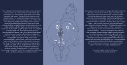 anthro anus ass backsack balls bent_over big_anus big_balls big_butt caption detailed_anus domestic_cat felid feline felis femboy genitals glistening glistening_anus glistening_body glistening_butt glistening_genitalia hi_res huge_anus huge_butt kittykuscell loose_anus loose_orifice male mammal penis presenting presenting_anus presenting_hindquarters puffy_anus saggy_balls sketch solo story thick_thighs