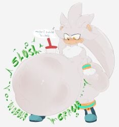 after_vore anthro ass belly big_belly big_butt blush bodily_fluids dialogue digestion_noises hi_res huge_butt hyper hyper_butt male oral_vore same_size_vore sega silver_the_hedgehog solo sonic_the_hedgehog_(series) speech_bubble stomach_bulge sweat vore zombiebitez