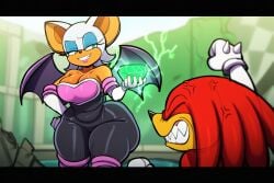 1boy 1girls ai_generated anthro bare_shoulders bat bat_wings big_ass big_breasts chaos_emerald cinematic curvaceous curvy curvy_figure echidna female furry gloves goblinlover693 hourglass_figure knuckles_the_echidna large_ass large_breasts letterbox light-skinned_female light_skin madroshi male male/female master_emerald mobian mobian_(species) mobian_bat mobian_echidna red_body red_fur red_hair rouge_the_bat sex smirk smirking smug_face sonic_(series) thick_thighs thighs tight_clothing white_fur white_hair wide_hips