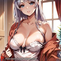 1girls ai_generated anime anime_girl big_breasts breasts dress henhalla hentai houjou_shisei palpable solo solo_female young younger_female