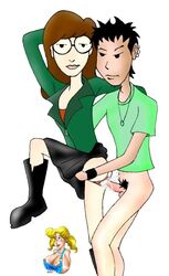 bololo brown_hair clothed_sex clothing cum daria daria_morgendorffer dick glasses hairless_balls no_panties pubic_hair skirt tagme trent_lane upskirt