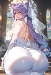 ai_generated genshin_impact keqing_(genshin_impact) wedding_dress