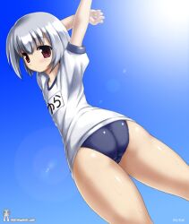 ass buruma digital_witch_mayura mayura mayura_ukagaka red_eyes school_uniform short_hair thighs ukagaka white_hair