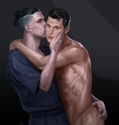 artist_request ass ass_grab big_ass big_ass_(male) big_butt big_butt_(male) clothed_male_nude_male completely_nude completely_nude_male connor_(detroit:_become_human) detroit:_become_human digital_media_(artwork) dominant dominant_male domination domination/submission elijah_kamski gay gay_male human human_on_humanoid humanoid imminent_sex kissing kissing_cheek looking_at_another looking_at_viewer male male/male maledom robot robot_boy round_ass round_butt seductive seductive_body seductive_pose submissive submissive_humanoid submissive_male touching_ass video_games