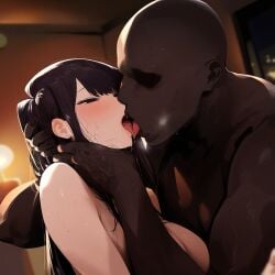 1boy 1girls ai_generated areolae asian asian_female big_breasts black_eyes black_hair breasts cheating choke_hold choking color cuckold cuckold_pov dark-skinned_male dark_skin domination femsub french_kiss huge_breasts interracial kissing kissing komi-san_wa_komyushou_desu komi_shouko large_breasts light-skinned_female looking_at_viewer looking_pleasured muscular_male naughty_face netorare nipples ntr passionate passionate_kiss passionate_sex sex sloppy sloppy_kiss stasis_bbc strangling submissive submissive_female tongue tongue_out