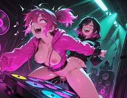 2girls anime breasts_out clothed_sex club cool_free_ringtones futanari neon_lights sex_from_behind