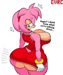 1girls 5_fingers amy_rose anthro ass big_ass big_breasts breasts bubble_butt cleavage clothed clothing countershade_butt countershading cream_fur curvy embarrassed eulipotyphlan evrc eyelashes fair-skinned_female fair_skin female female_only furry gloves half-closed_eyes hedgehog hedgehog_girl hips hourglass_figure implied_weight_gain looking_at_ass looking_back outline pink_body pink_fur pulling_down_skirt sega skirt slim_thick solo sonic_(series) sonic_the_hedgehog_(series) sweatdrop tagme text two-tone_body upskirt