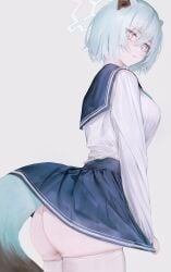 animal_ears artist_request ass blue_archive female female_only flippy_(cripine111) lifting_skirt looking_at_viewer shigure_(blue_archive) tail