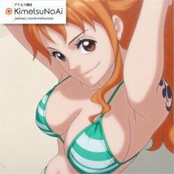 ai_generated beach big_breasts bikini bikini_top large_breasts nami one_piece orange_hair