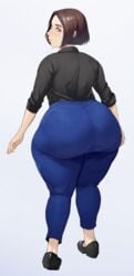 1girls ass bamboo_ale big_ass blue_eyes bottom_heavy brown_hair butt come_hither female huge_ass looking_at_viewer looking_back looking_over_shoulder massive_ass plump plump_ass rear_view samsung samsung_sam short_hair thick_ass thick_thighs tight_clothing voluptuous wide_hips