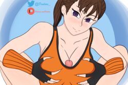 brown_hair clothed cum_on_body cum_on_breasts cum_on_clothes cumshot dealore diane_(nanatsu_no_taizai) ejaculation ejaculation_between_breasts giantess gym_uniform nanatsu_no_taizai nanatsu_no_taizai_hikari_to_yami_no_grand_cross paizuri purple_eyes seven_deadly_sins titjob tongue_out