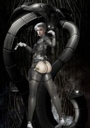 1girls ass beauty_and_the_beast_unit blonde_hair bodysuit laughing_octopus metal_gear_solid metal_gear_solid_4 punk short_hair tiptoes