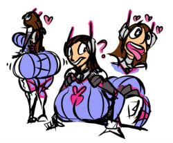 ? ass_expansion breast_expansion d.va female hourglass_expansion kevemperor overwatch tongue_out transformation