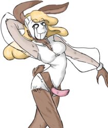 1futa alemage animal_genitalia anthro_only breasts clothed clothing furry futa_only futanari mostly_clothed penis penis_out pinup rabbit rabbit_humanoid scp-035 scp_containment_breach scp_foundation standing white_background