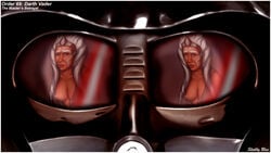 1boy 1girls ahsoka_tano anakin_skywalker big_breasts blue_eyes breasts cleavage clothed clothing darth_vader english_text hi_res nipples order_69 reflection revealing_clothes shabby_blue star_wars star_wars_rebels text torn_clothes watermark