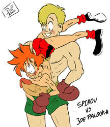 2boys 69 69_position ass ass_up big_penis blonde_hair boxing boxing_gloves boxing_shorts character_name chest_on_penis circumcised cock_hungry crossover dsptoons erect_penis erection feet_out_of_frame gay holding_penis huge_cock imminent_fellatio inviting_to_sex joe_palooka looking_at_penis male/male muscles muscular muscular_male penis_awe penis_grab penis_out red_hair shorts_down size_difference socks_and_shoes spirou spirou_magazine thick_penis topless veiny_penis white_background