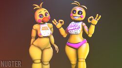 2girls 3d female five_nights_at_freddy's five_nights_at_freddy's_2 nugter toy_chica_(fnaf) toy_chica_(love_taste)