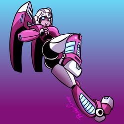 1girls 2d 2d_(artwork) arcee arcee_(g1) artist_name ass butt female female_only looking_at_viewer robocream robot robot_girl roby_creep round_ass solo solo_female transformers transformers_g1