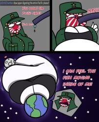 belly belly_bigger_than_body big_breasts clothing comic countryhumans countryhumans_girl ech0chamber expansion female female_only gray_background inflation inflation_fetish japanese_empire_(countryhumans) moon simple_background vore vore_belly water_inflation