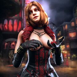 1girls blood blue_eyes breasts call_of_duty call_of_duty_black_ops_3 call_of_duty_zombies flickytuts flower gloves holding_flower jessica_rose looking_away necklace red_hair rose_(flower) solo_female