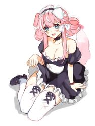 crying dog_girl lifting_skirt maid pink_hair thighhighs virtual_youtuber vyugen yuniiho yuniiho_(character)