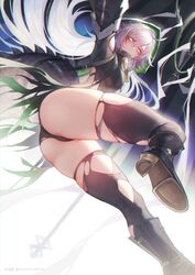 1girls arknights ass bottom_view female overtonerhine panties tagme thighhighs tomimi_(arknights) torn_thighhighs