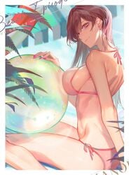 big_breasts bikini brown_hair female overtonerhine sideboob swimsuit swimwear