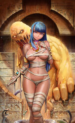 areola areola_slip belly breasts cleavage covered_nipples covered_pussy egypt egyptian egyptian_mythology female female_focus female_only jewelry mummy navel necklace no_bra no_panties partially_nude solo solo_female solo_focus standing stomach yugen99