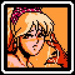 cum cum_on_hand female fire_emblem fire_emblem_gaiden gloves mathilda_(fire_emblem) partially_clothed pixel_art sad saiwai_hiroshi style_parody