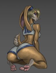 1girls anthro ass big_ass blonde_hair breasts bunny dat_ass edit female furry lola_bunny ponytail scut_tail sideboob solo space_jam yurai