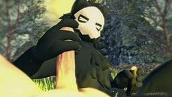 2boys 3d animated black_fur changed_(video_game) cum ejaculation fur gay handjob human human_on_male humanoid_genitalia humanoid_penis latex male/male male_pov mask masturbation pov puro_(changed) rookieanimator210 sound uncut video video_games wolf yaoi