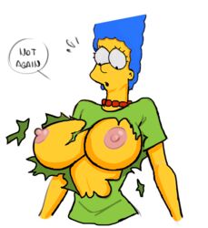 1girls alternate_breast_size areolae big_breasts breast_expansion breasts breasts_bigger_than_head breasts_bursting_out breasts_out breasts_out_of_clothes bursting_breasts clothing edit huge_breasts marge_simpson nipples shirt solo the_simpsons traced