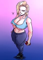 1girls android_18 blonde blonde_hair blue_eyes cameltoe cleavage curvy dragon_ball erect_nipples female huge_areolae huge_ass huge_breasts puffy_nipples santaima_z short_hair thick_lips voluptuous wide_hips yellow_hair