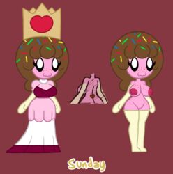 anthro back_view breasts clothed clothed_female crown dress female female_focus female_only ice_cream naked navel nipples nude nude_female nudity pink_body pussy royalty screwroot solo solo_female standing sunday_(screwroot)