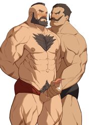 2boys abs absurdres arms_behind_back balls balls_out bara beard beating_off big_balls big_penis black_underwear blush body_hair boner briefs capcom chest_hair couple dark-skinned_male dark_skin darun_mister erect_penis erection facial_hair feet_out_of_frame gay hairless_balls hairy_chest handjob hard_on highres imminent_orgasm interracial jacking_off_another jerking jerkingoff_another large_pectorals looking_at_another male male/male male_focus male_masturbation male_nipples male_only male_pubic_hair male_underwear manly masturbating_other masturbation mature_male mohawk moustache multiple_boys multiple_males muscles muscular muscular_male navel nipples one-handed_masturbation pecs pectorals penile_masturbation penis penis_out precum precum_drip pubic_hair red_underwear ryker scar_on_arm scar_on_leg scars short_hair sideburns standing_male standing_masturbation stiffy stomach street_fighter street_fighter_ex stroking stroking_cock stroking_penis thick_thighs thighs uncensored underwear underwear_down underwear_only wanking white_background yaoi zangief