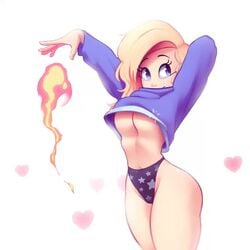 1girls 2d animated ass blonde_hair blue_eyes breasts cassidy_(saymanart) female female_only huge_ass large_ass light-skinned_female light_skin loop no_bra no_sound panties saymanart short_playtime smile standing thick_ass thick_thighs underboob video voluptuous wide_hips